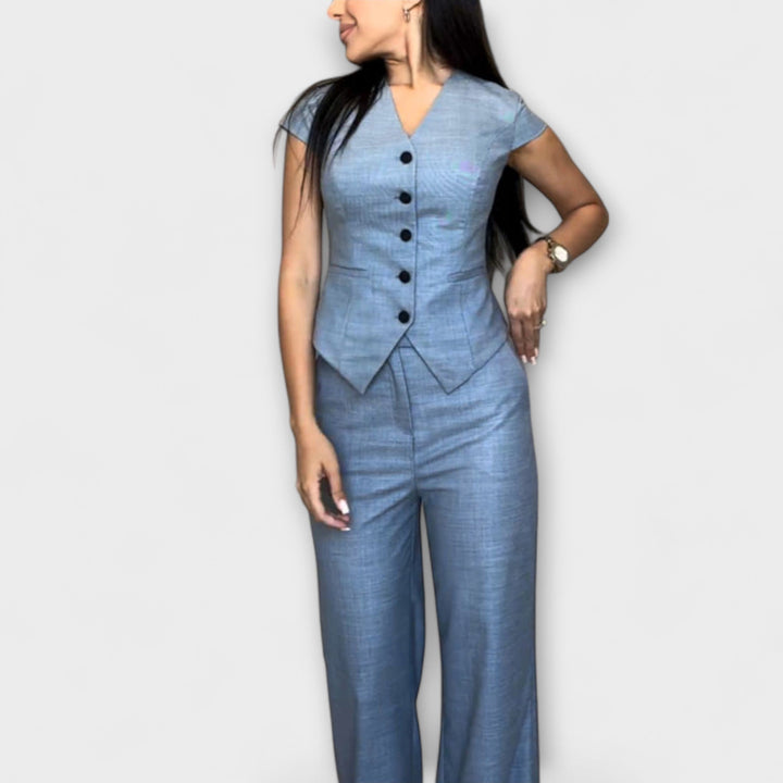 Ivy - Elegant V-Neck Top and Pants Set