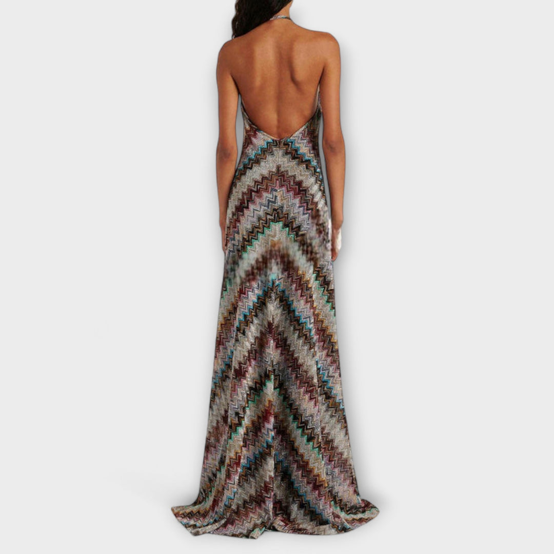 Reese - Jodie Kjole med Farverigt Fiskebensmønster