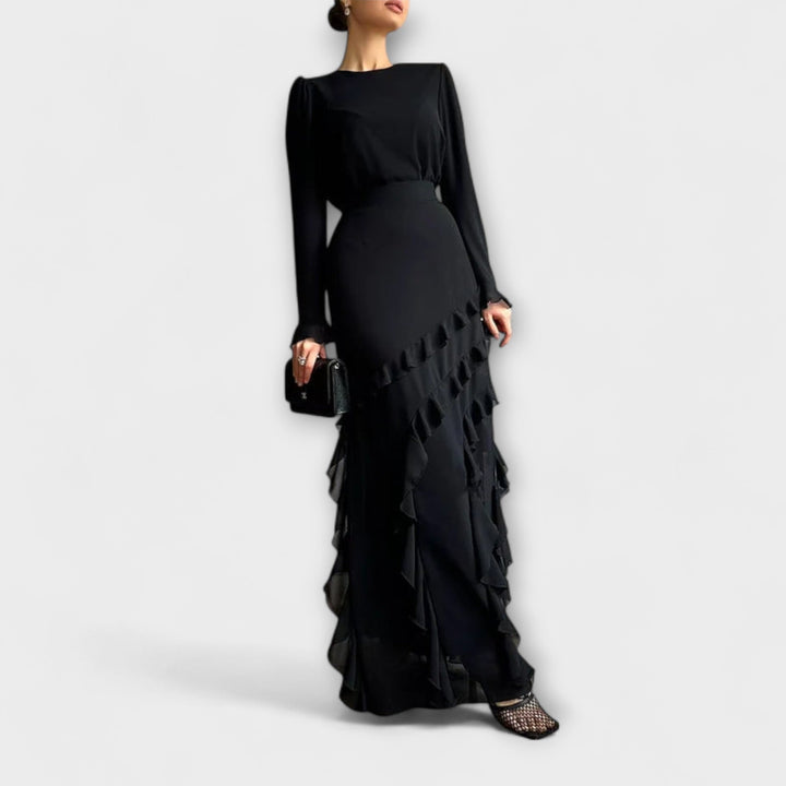 Fallon - Slim Fit Maxi Dress with 3D Ruffles