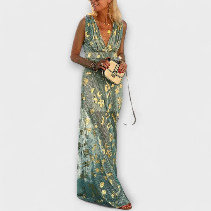 V-udskæring Kjole med Pailletdetaljer