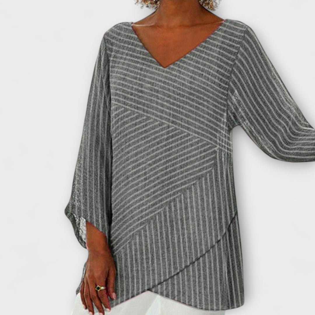 Penelope - Striped Draped Top