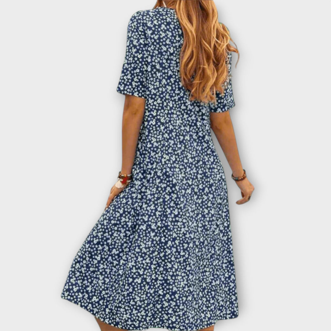 Paula - Elegant blomsterkjole i luksuriøst materiale