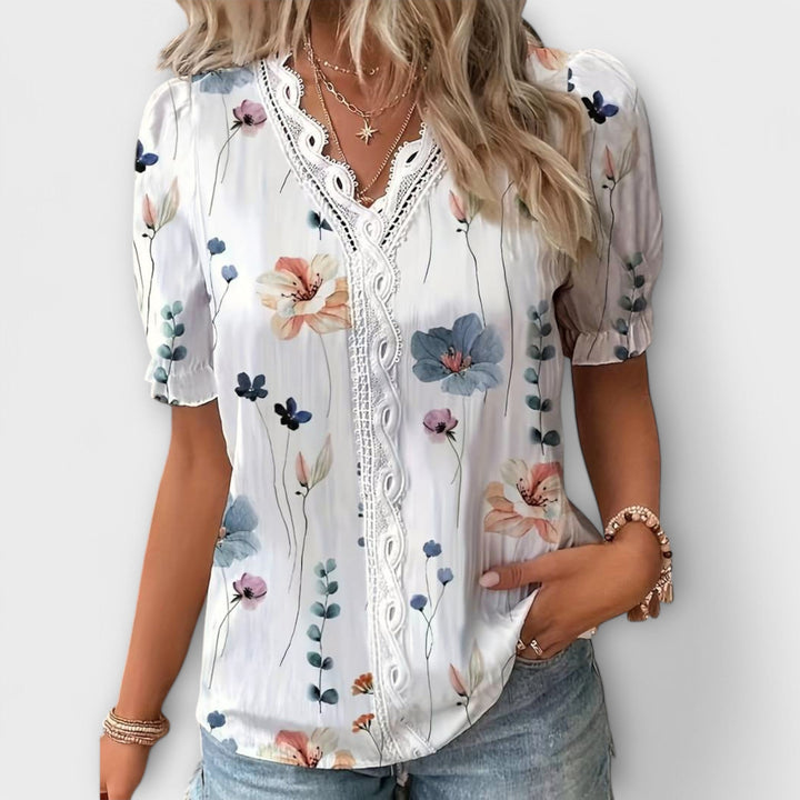 Emily - Moderne Bluse med Spidse Detaljer