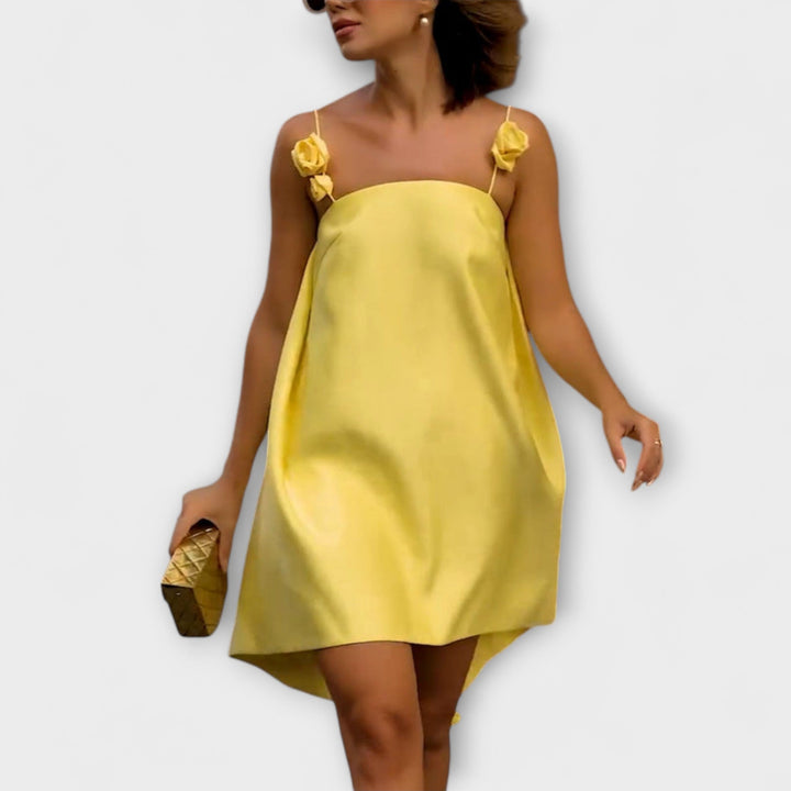 Jordan - Elegant Floral Print Loose Mini Dress with Straps