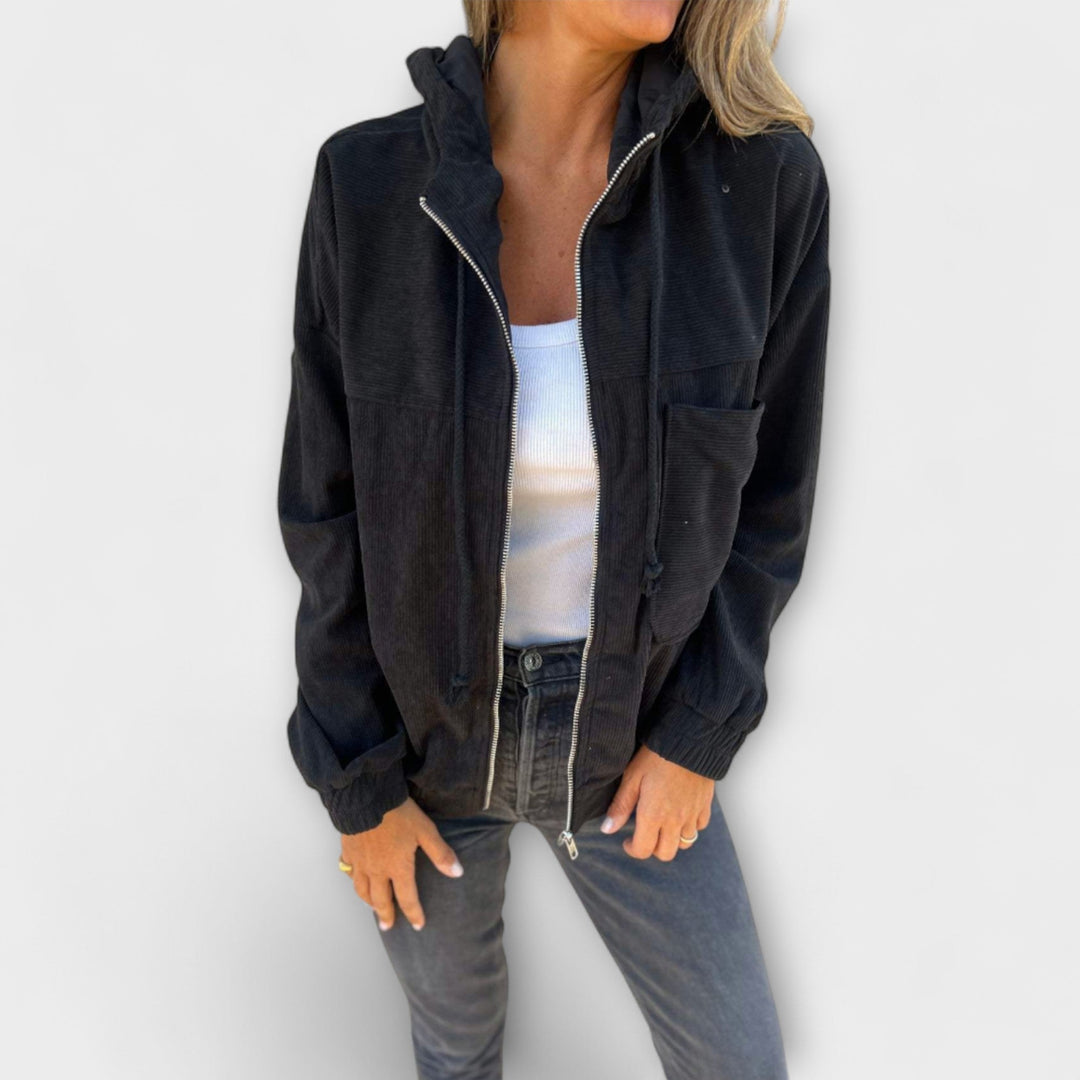 Ella - Cord Zip-Up Hoodie Jacket