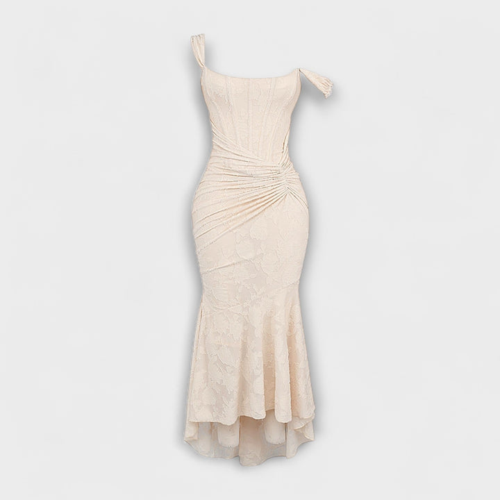 Renske - Elegant Lang Kjole med Raffineret Korsetdesign