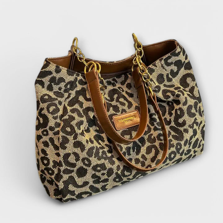 Lora. - Leopard Print Canvas Tote Bag
