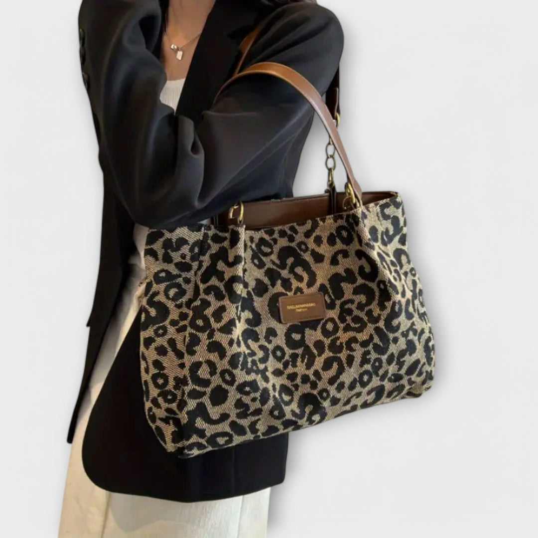 Lora. - Leopard Print Canvas Tote Bag