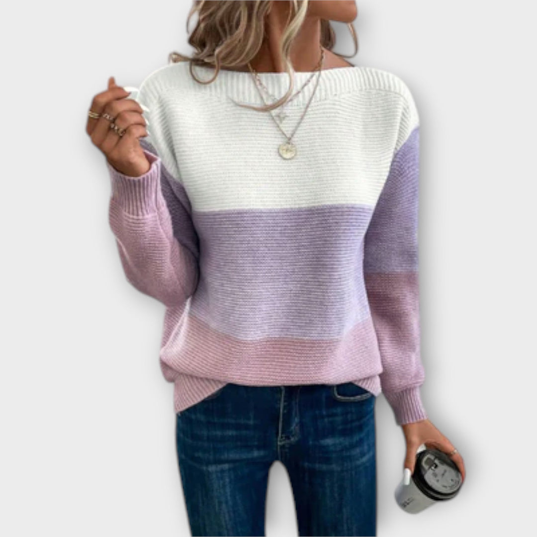 Clara - Stylish Tri-Color Patchwork Sweater