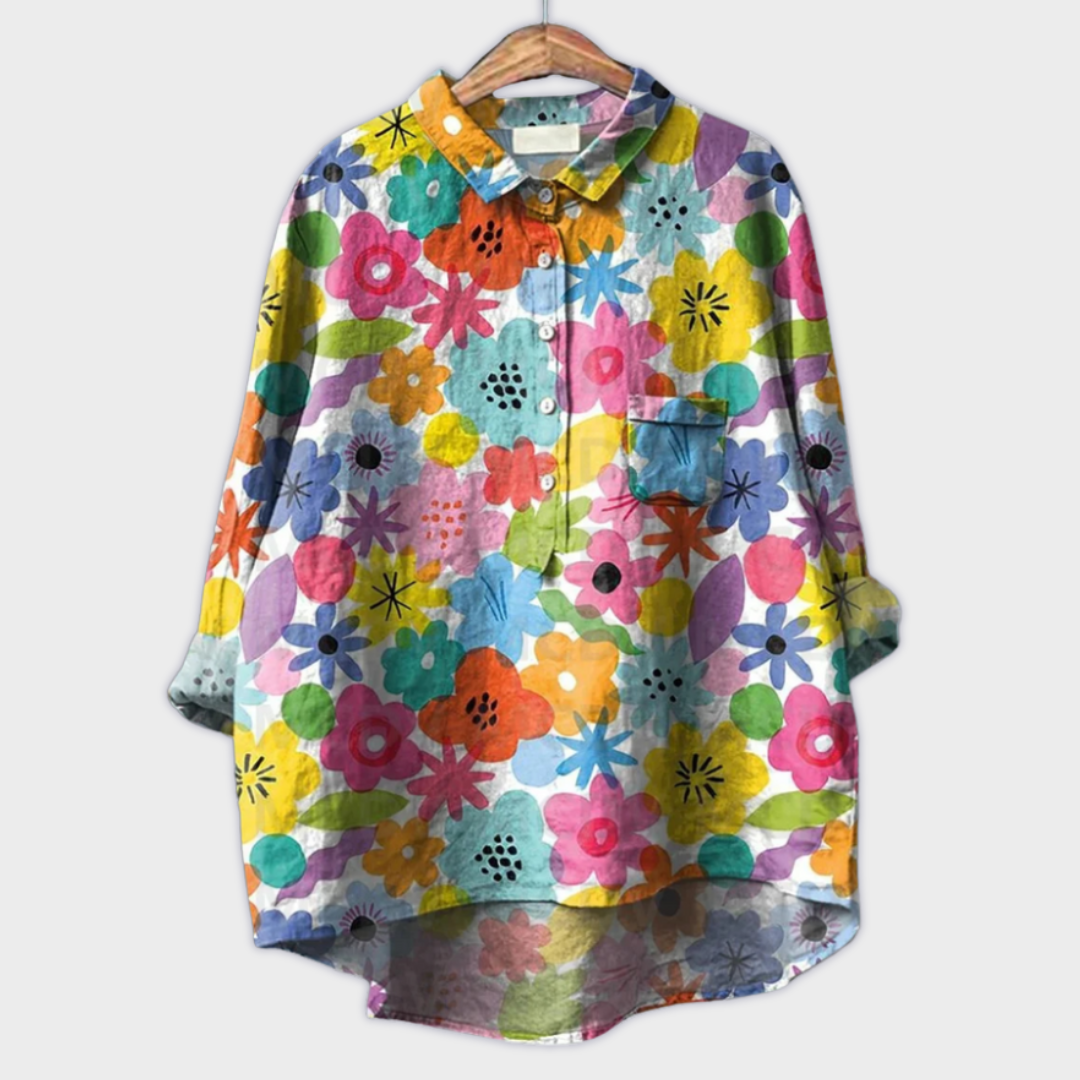 Magdalena - Håndlavet Bluse til Dame med Blomsterprint
