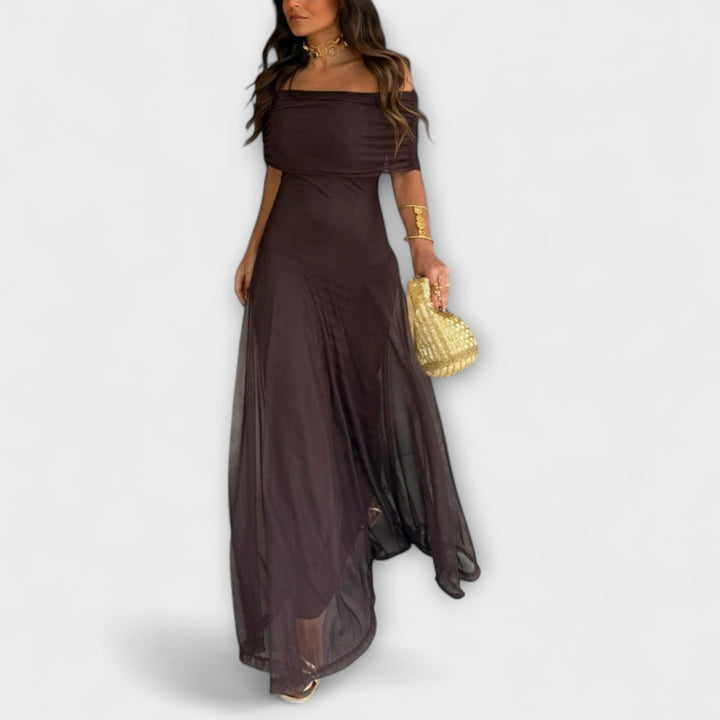 Eng - Toledo En-Skulder Mesh Maxi Dress