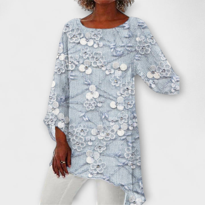 Harper - Bluse med blomsterprint og krystaldetaljer