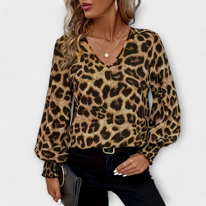 Elegant Leopardmønstret Bluse