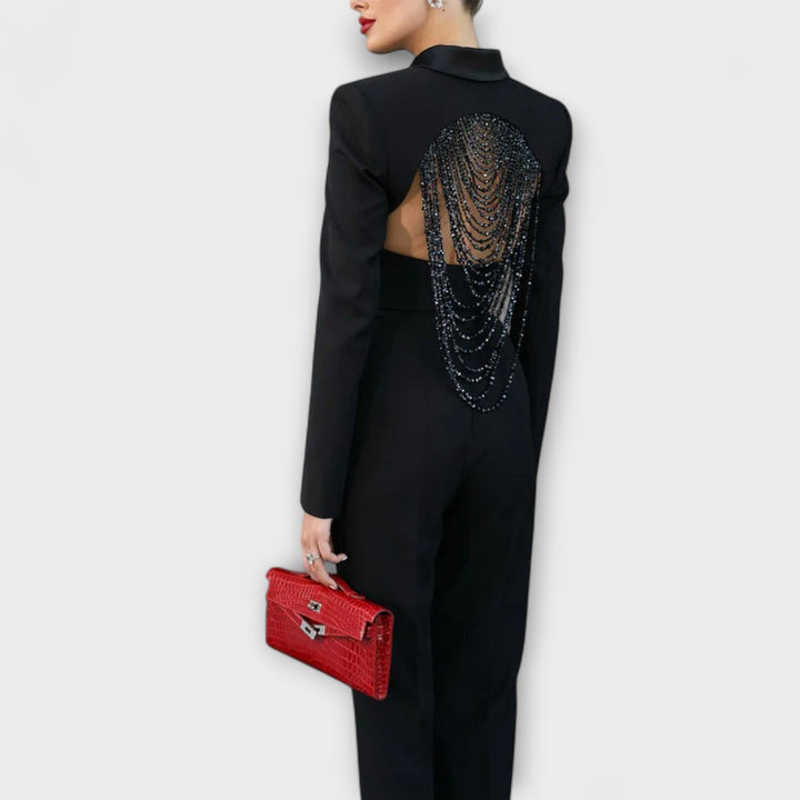 Noa - Perlebesat Rygfri Kort Blazer Sæt