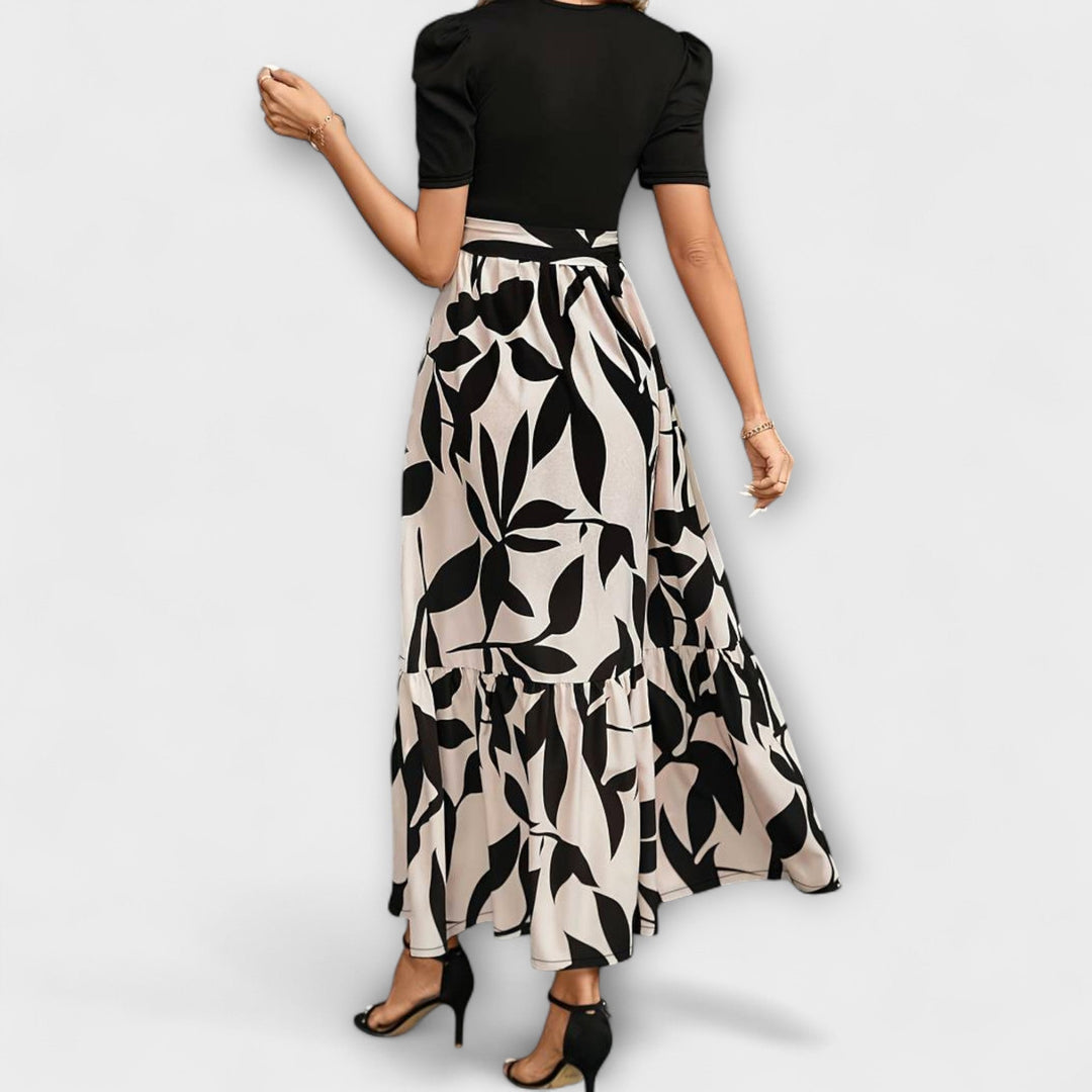 Luna - Blomsterprint Sommerkjole med Rund Hals