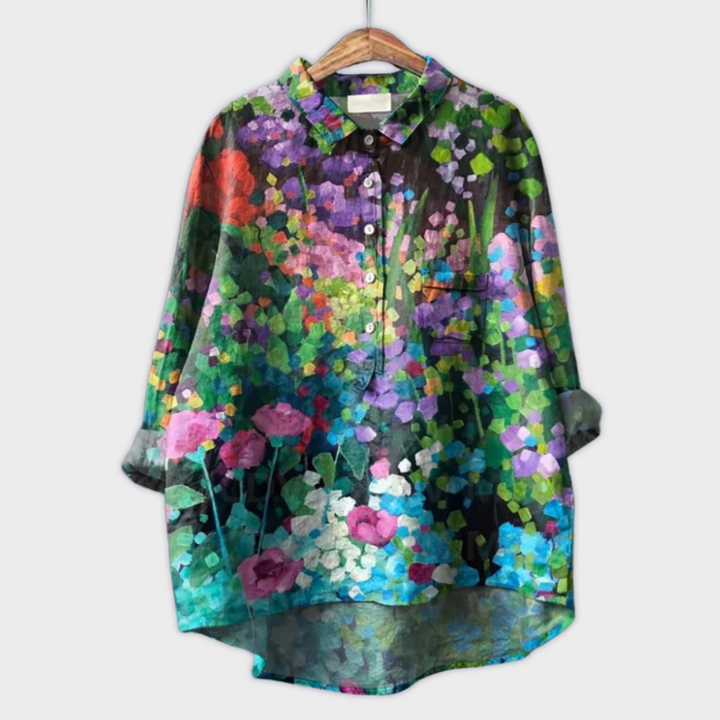 Magdalena - Håndlavet Bluse til Dame med Blomsterprint