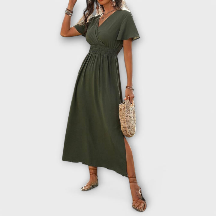 Heather - Chic Boho Dress with V-Neck and Long Sleeves
