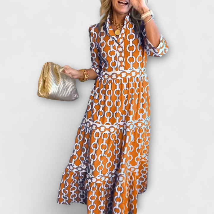 Juliette - Midi Dress with Chain Pattern