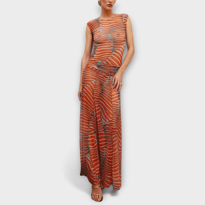 Phoenix - Glänzender Wellen-Mesh-Bodysuit