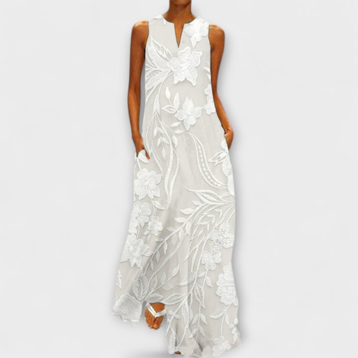 Camila – Botanisk Maxikjole med Mønster