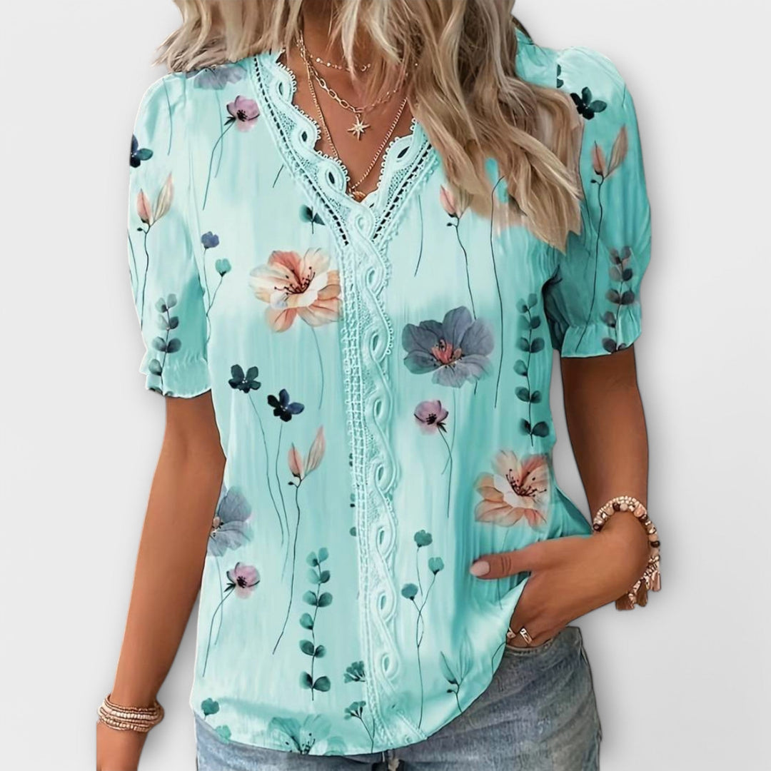 Emily - Moderne Bluse med Spidse Detaljer