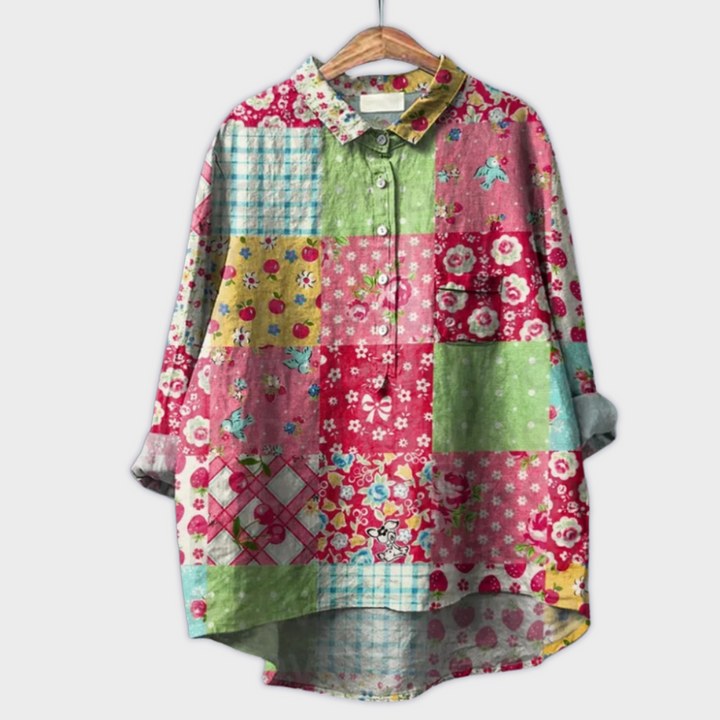 Magdalena - Håndlavet Bluse til Dame med Blomsterprint