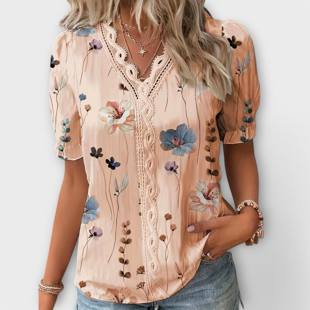 Emily - Moderne Bluse med Spidse Detaljer