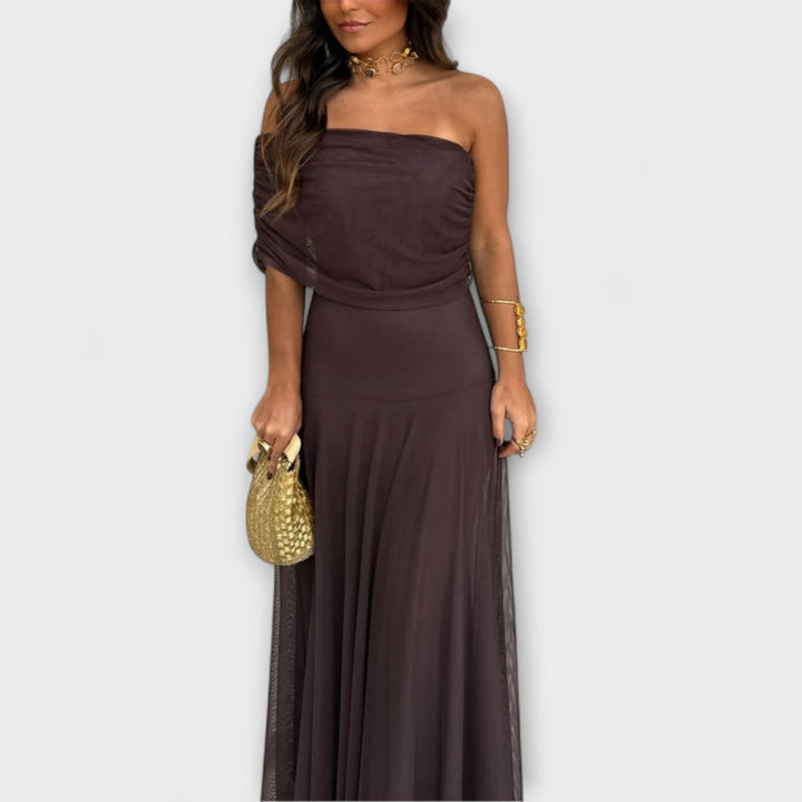 Eng - Toledo En-Skulder Mesh Maxi Dress