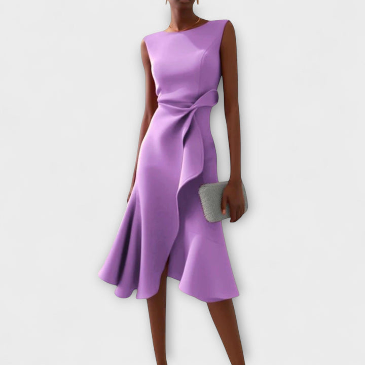 Juliette – Asymmetrisk Midikjole med Drapering