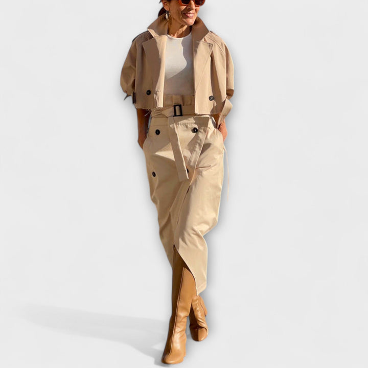 Lyra - Chic Midi Skirt Jacket with Pockets