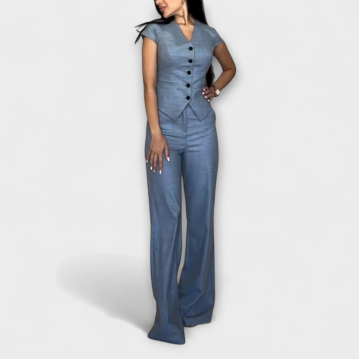 Ivy - Elegant V-Neck Top and Pants Set
