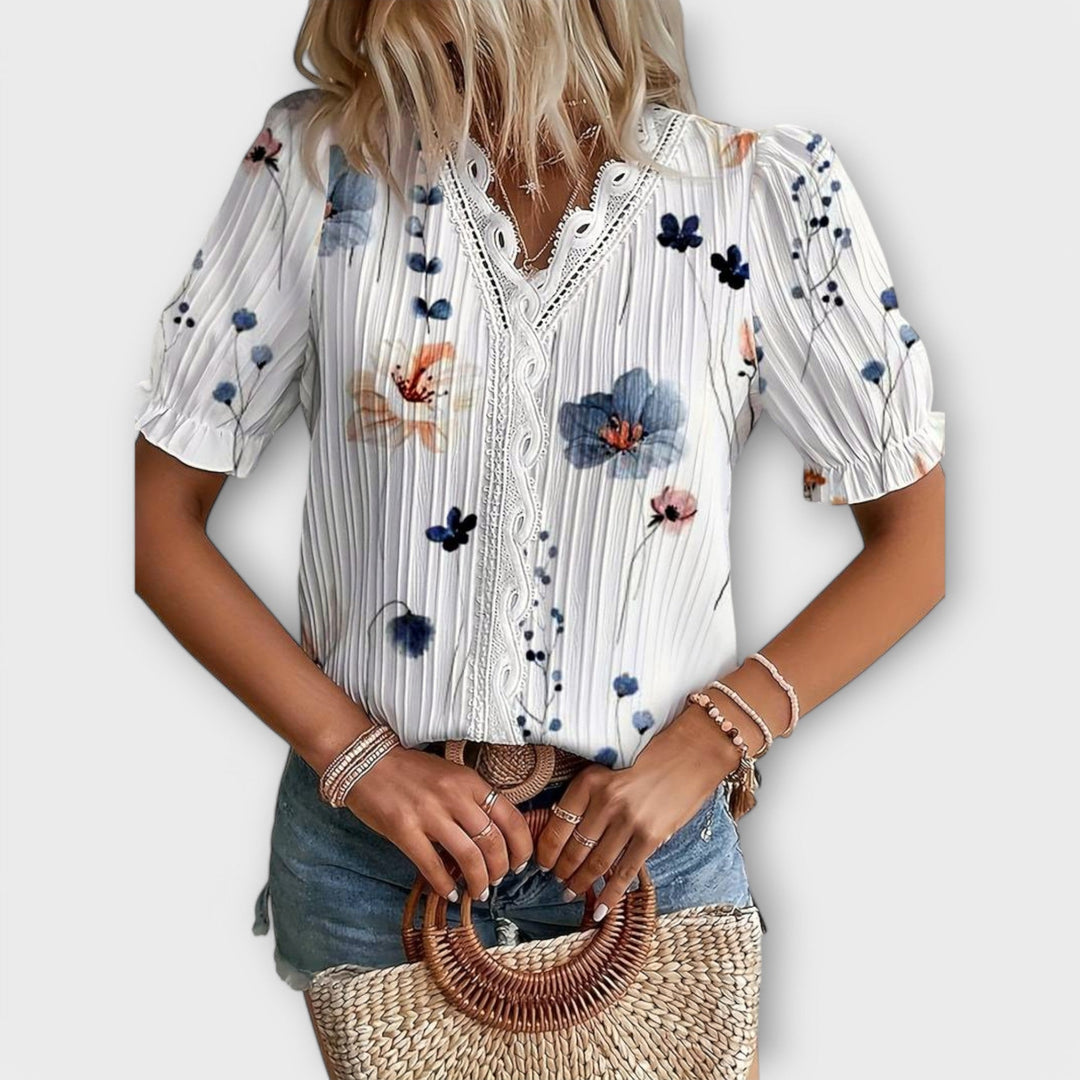 Emily - Moderne Bluse med Spidse Detaljer