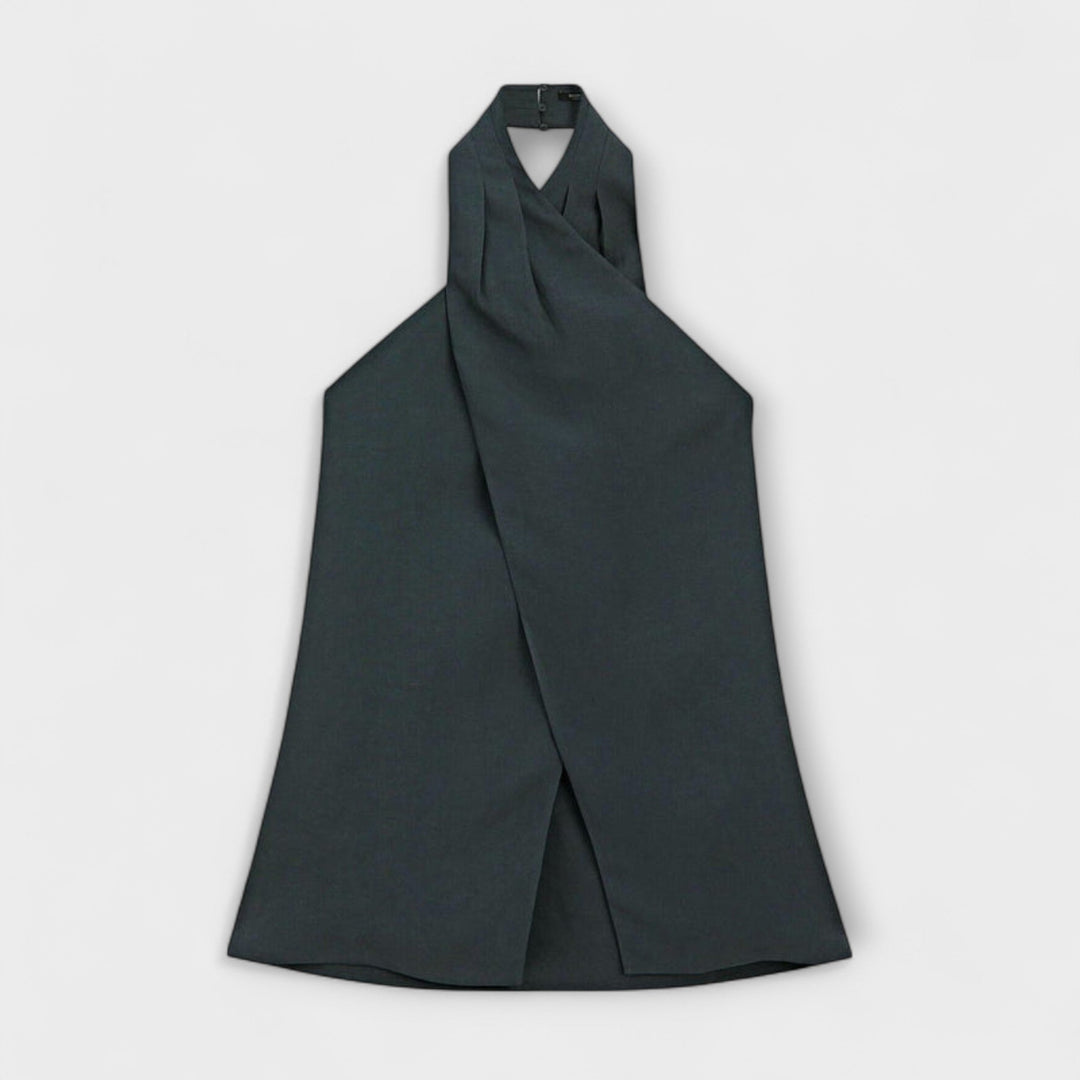 Hannah - Blå Halterneck Top med Rygudskæring