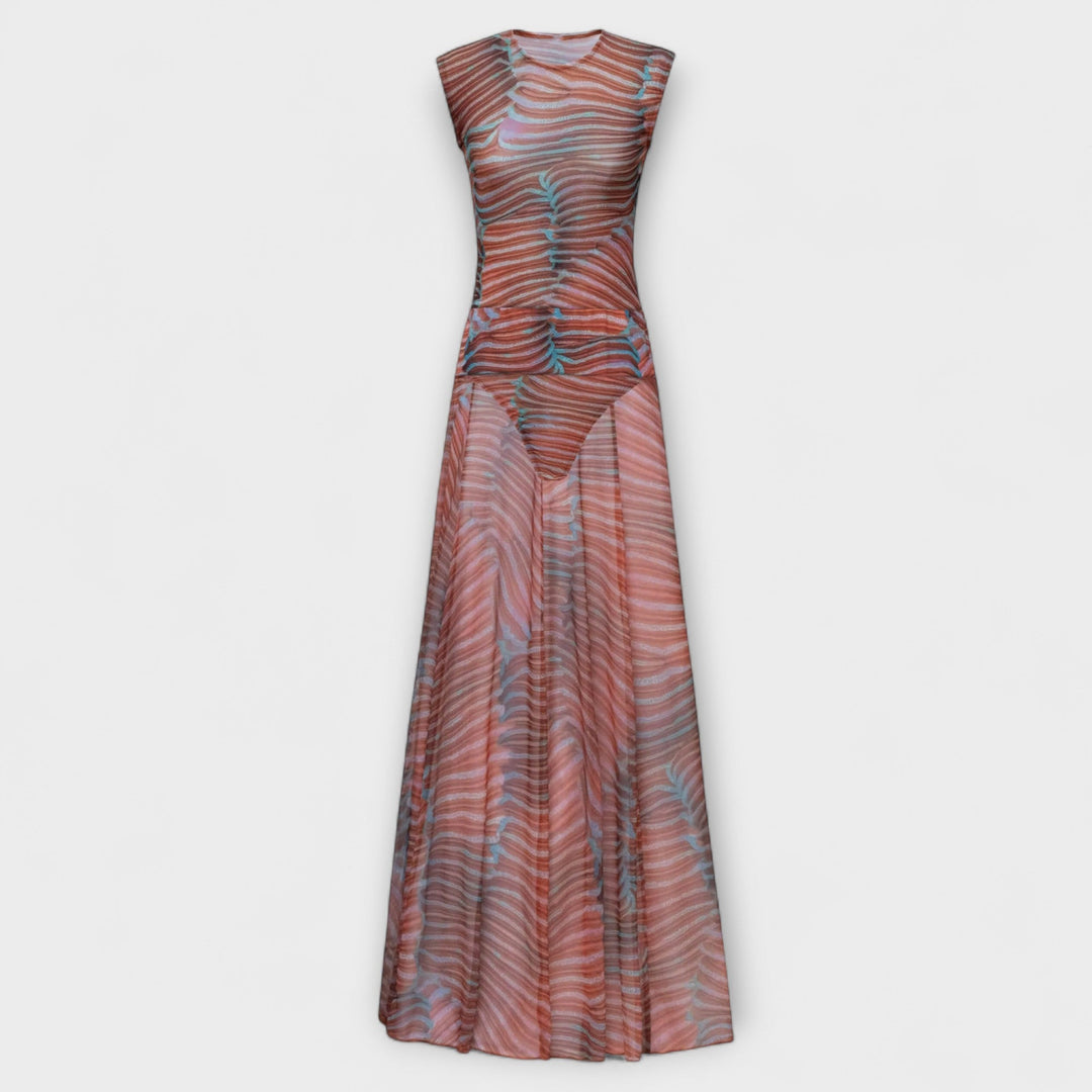 Phoenix - Glänzender Wellen-Mesh-Bodysuit