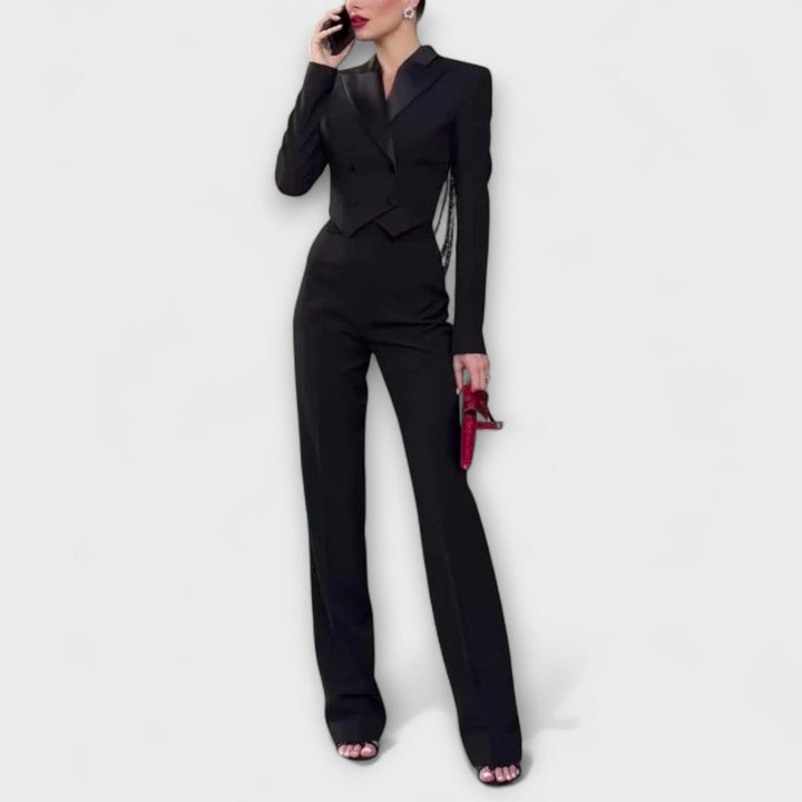 Noa - Perlebesat Rygfri Kort Blazer Sæt