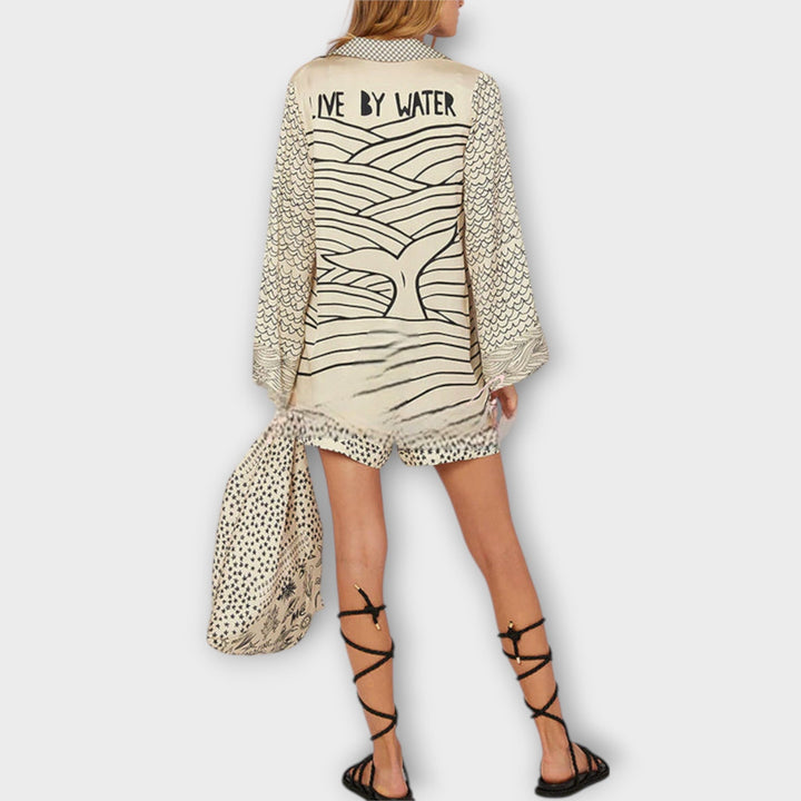 Liv - Satin Fringed Shirt and Shorts Set