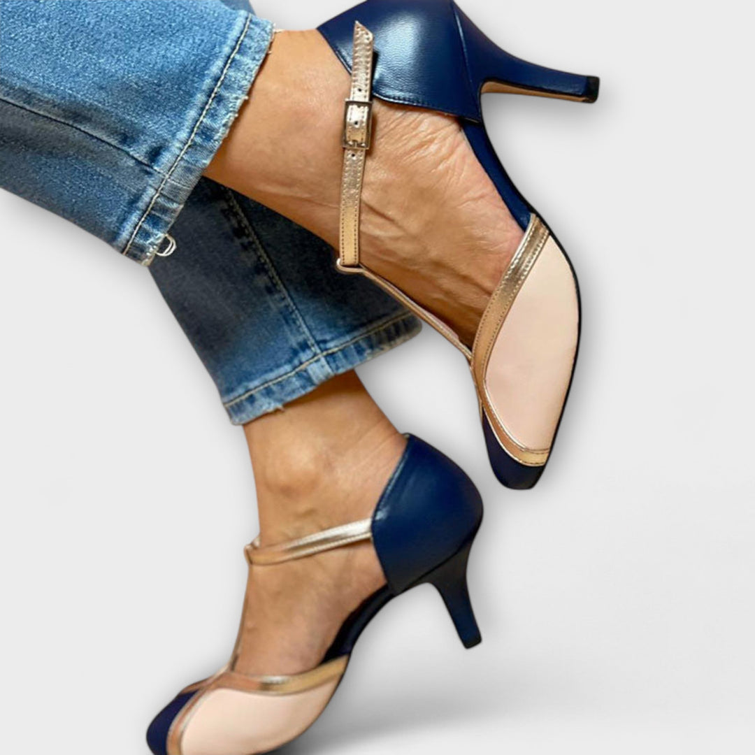 Alessia – Two-Toned T-Strap Elegance