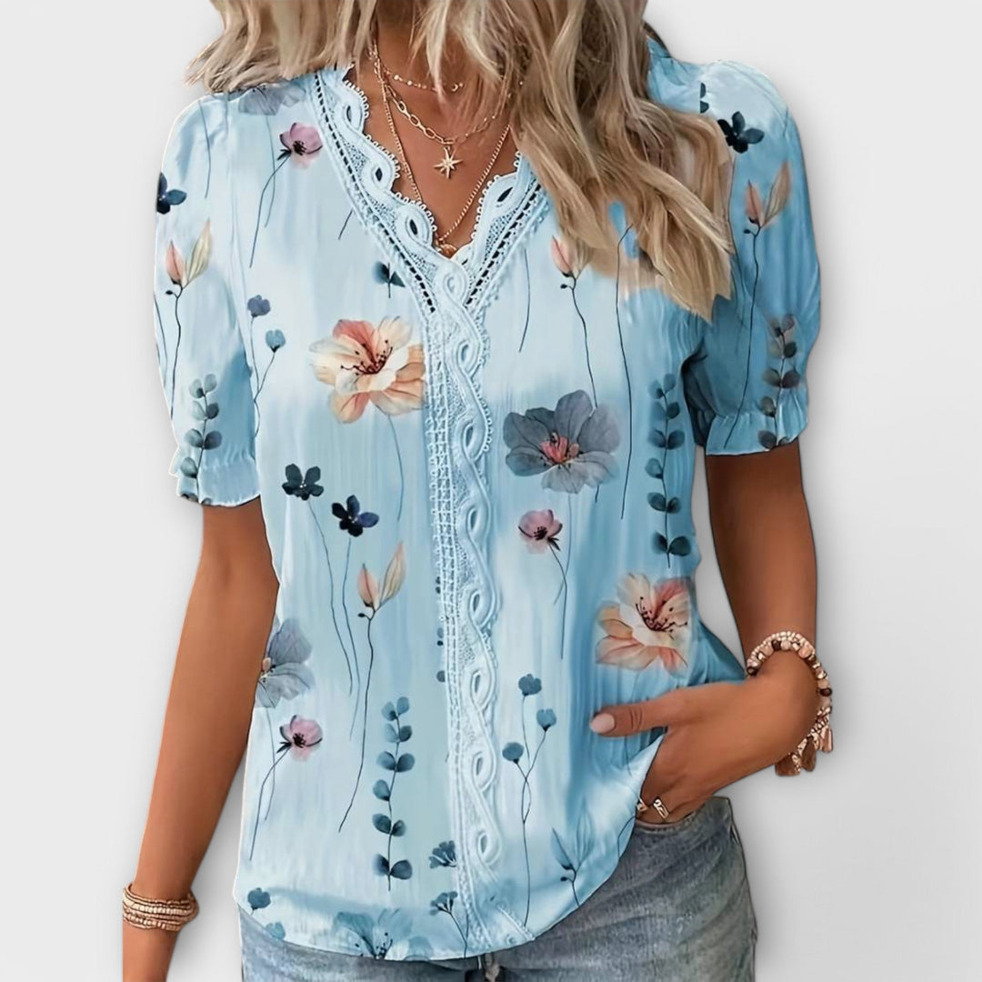 Emily - Moderne Bluse med Spidse Detaljer