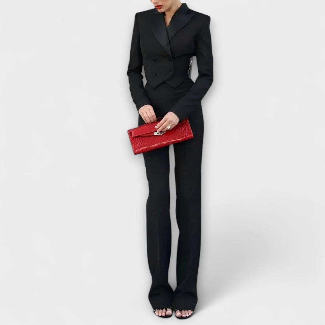 Noa - Perlebesat Rygfri Kort Blazer Sæt