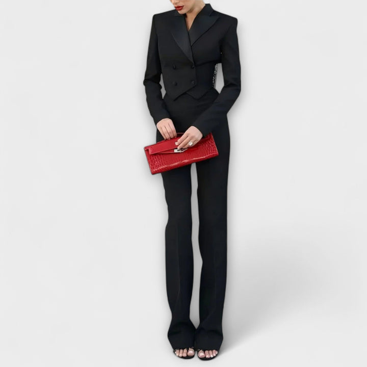 Noa - Perlebesat Rygfri Kort Blazer Sæt