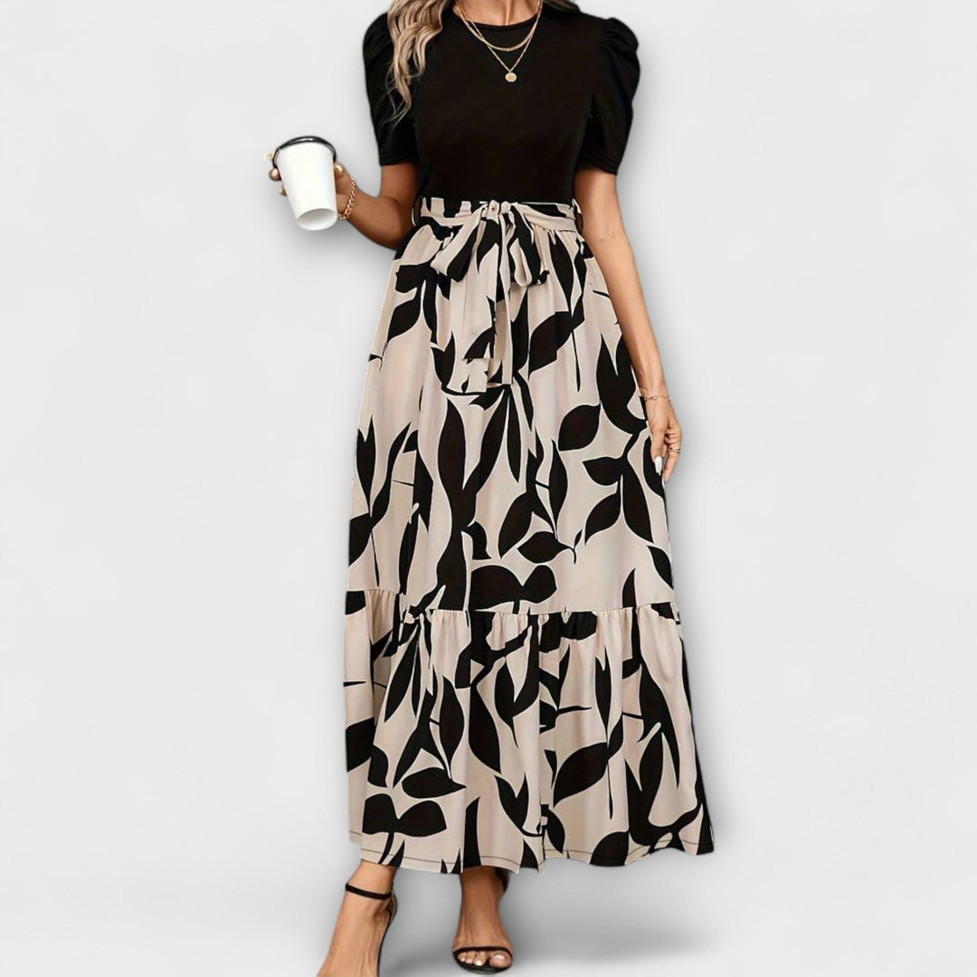 Luna - Blomsterprint Sommerkjole med Rund Hals