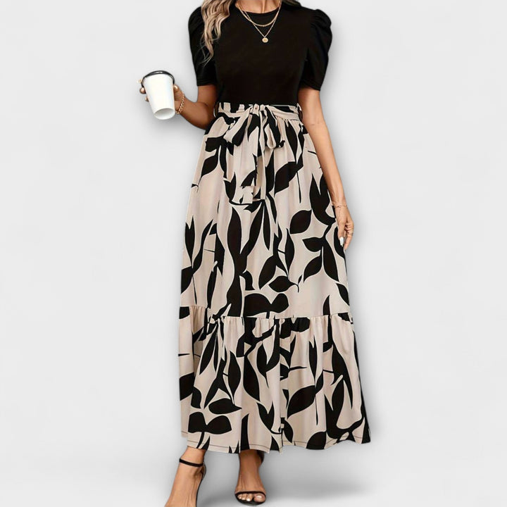 Luna - Blomsterprint Sommerkjole med Rund Hals