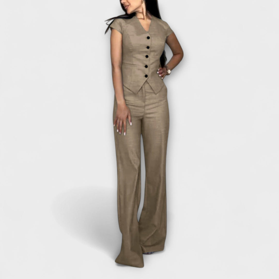 Ivy - Elegant V-Neck Top and Pants Set