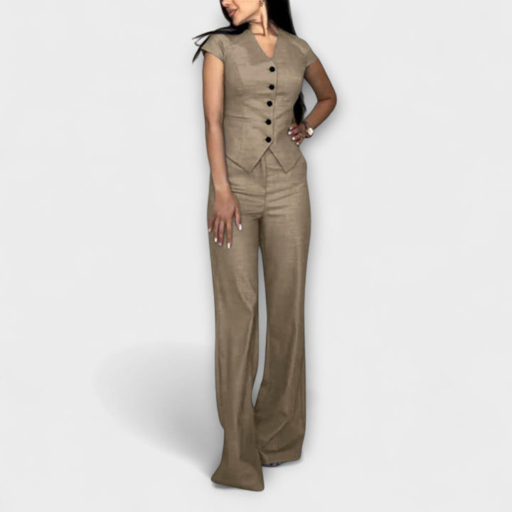 Ivy - Elegant V-Neck Top and Pants Set