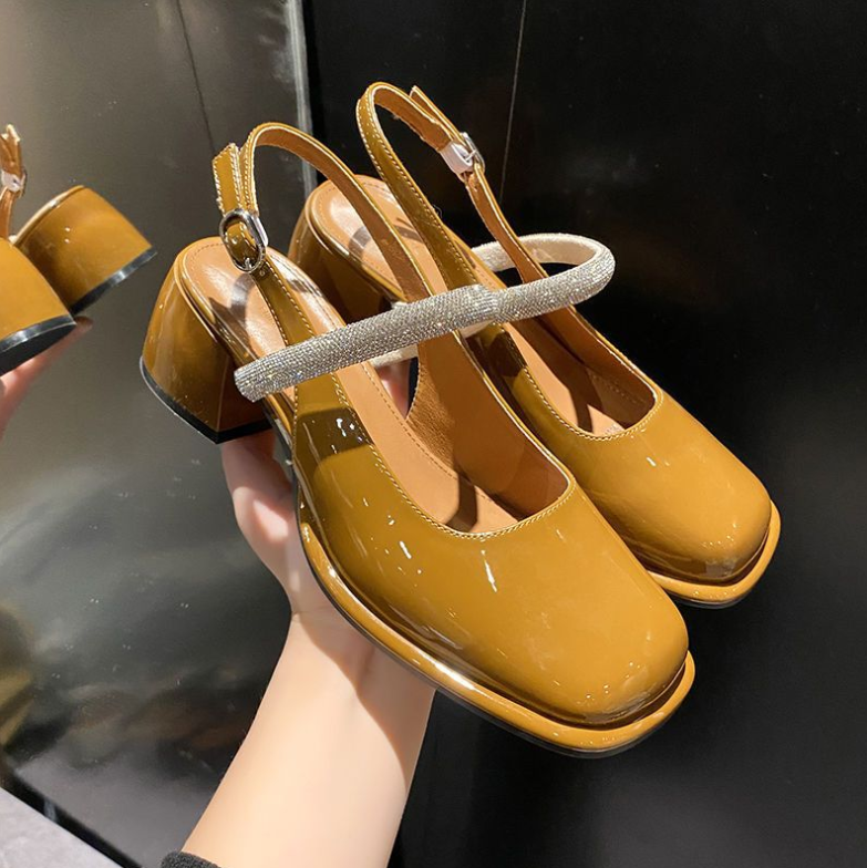 Celandra - Mary Janes med glitrende strop og blokhæle