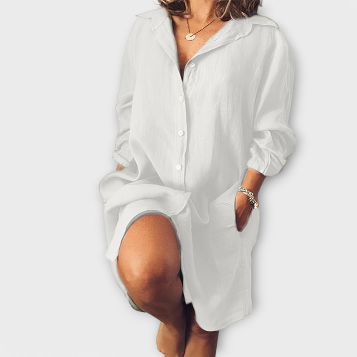 Elegant linnedbluse til daglig brug