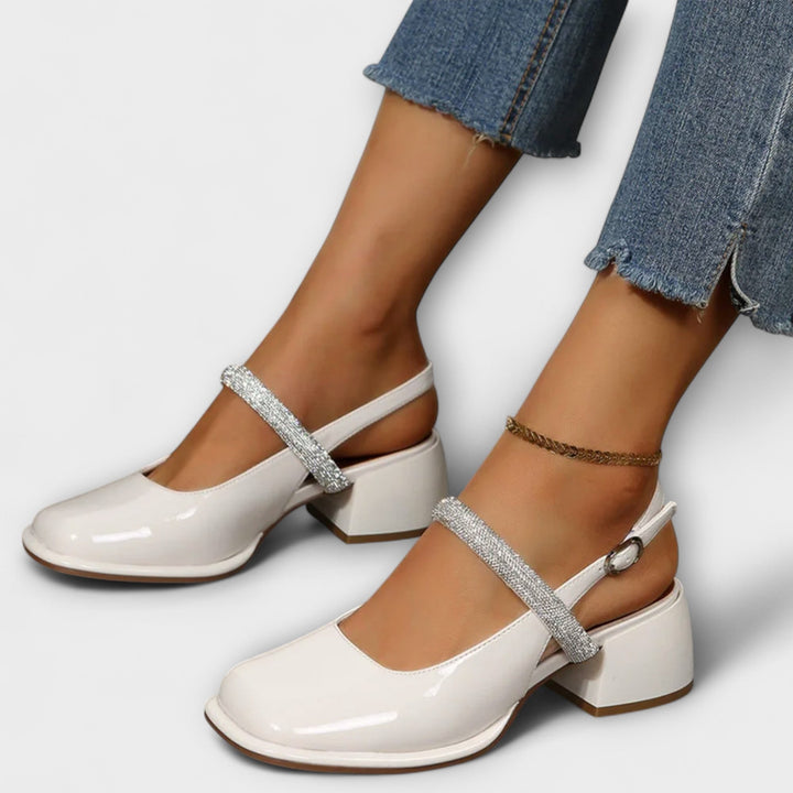 Celandra - Mary Janes med glitrende strop og blokhæle