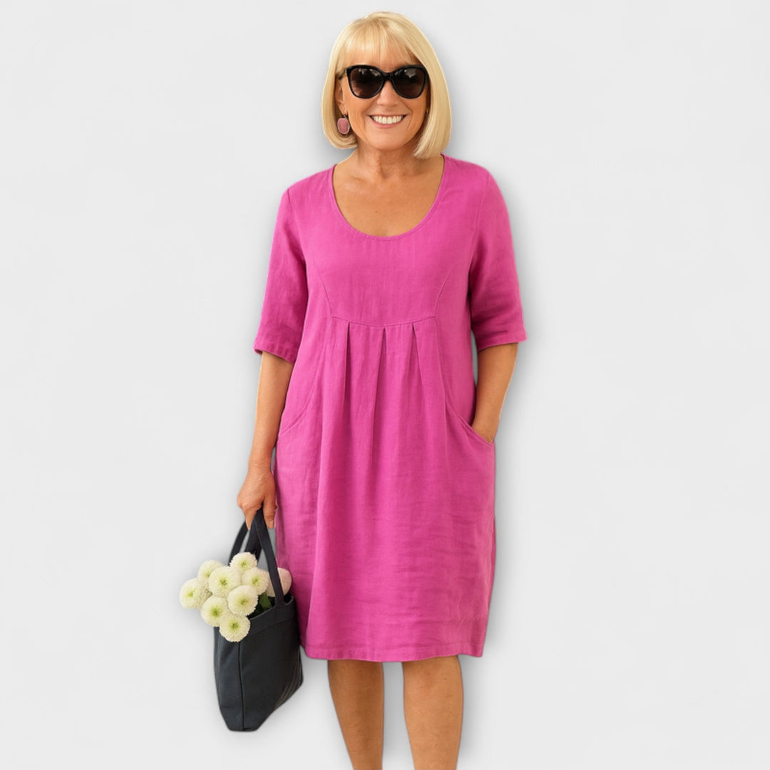 Marley - Elegant linnedkjole med praktiske lommer