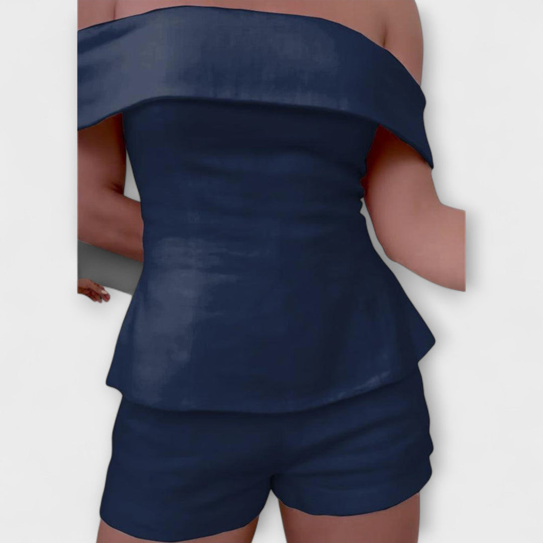 Olivia - Hvidt Bomulds-Linned Sæt i To Dele