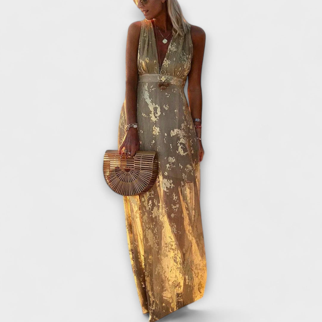 V-udskæring Kjole med Pailletdetaljer